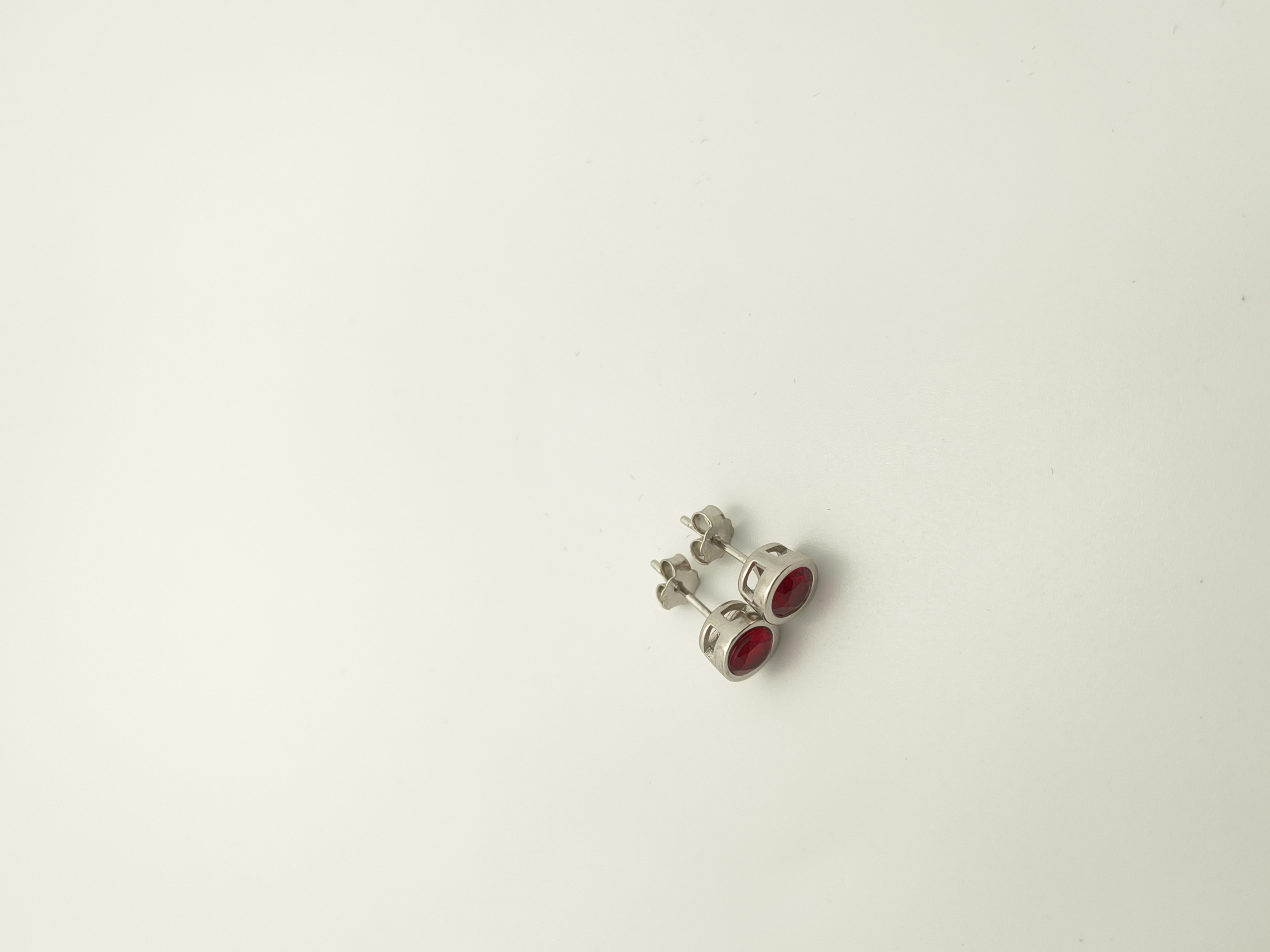 925 Sterling Silver & Red Gemstone Stud Earrings